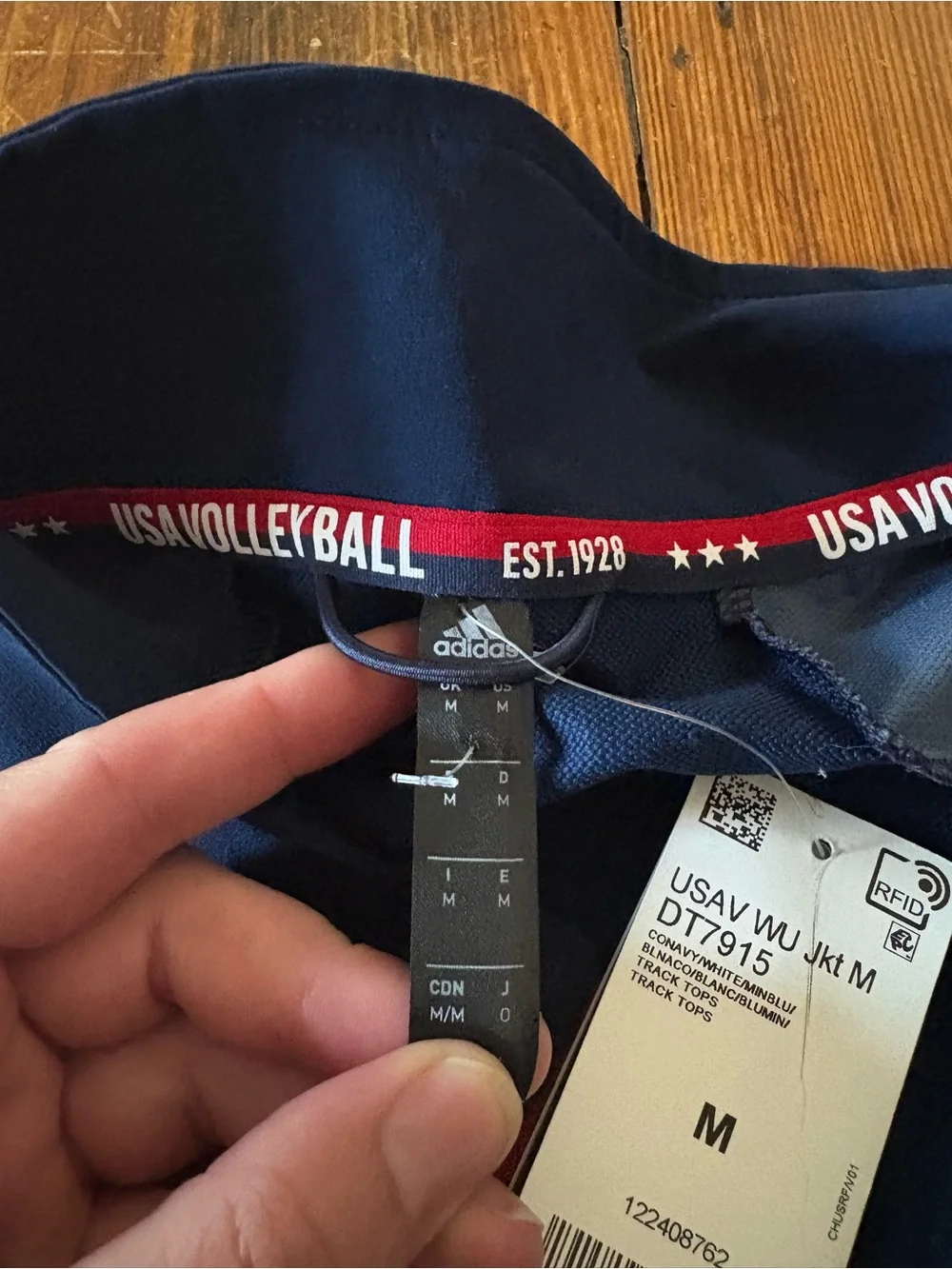 adidas Navy USA Volleyball Lightweight Full-Zip Jacket with Red Trim